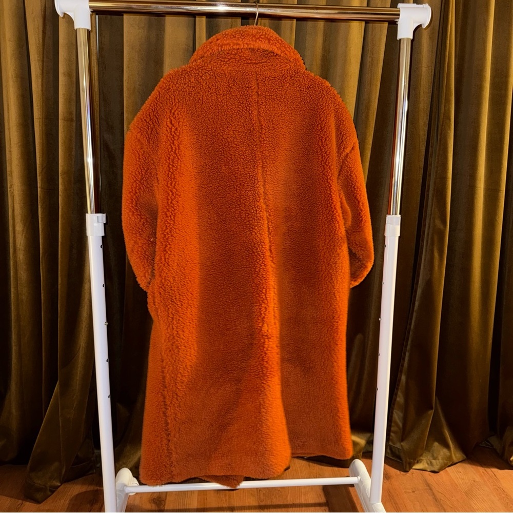 Monki Vibrant Orange Teddy Jacket - Picture 5 of 9